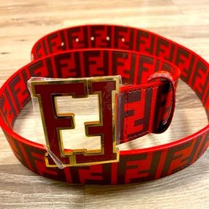Fendi Zucca Belt Red Size 34